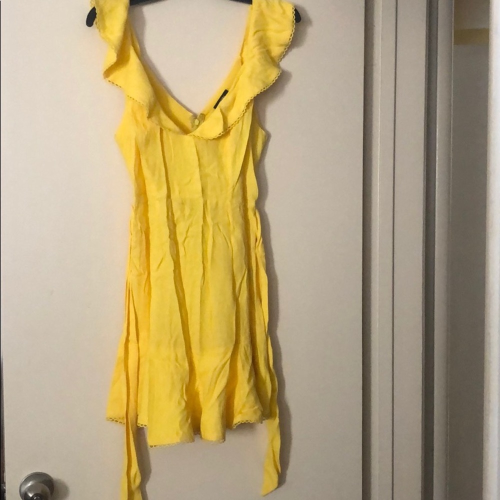 AFRM yellow sun dress with tie belt - small